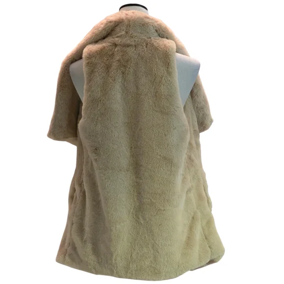 The Impeccable Pig Open Front Cream Faux Fur Vest Ultra Soft Women's S - Picture 4 of 15
